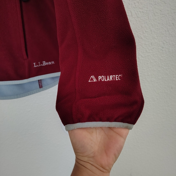 L.L.Bean Polartec Fleece Jacket – Burgundy Hooded Full Zip Men’s Medium Vintage - Picture 8 of 16